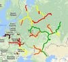 Mapa východoevropských vnitrozemských vodních cest